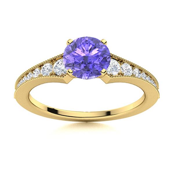 Natural 1.45 CTW Tanzanite & Diamond Engagement Ring 14K Yellow Gold
