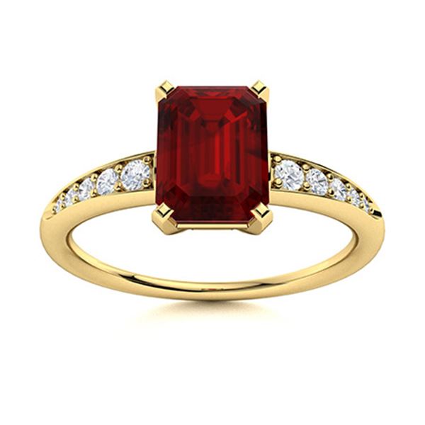Natural 0.90 CTW Garnet & Diamond Engagement Ring 18K Yellow Gold
