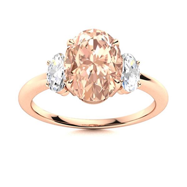 Natural 4.77 CTW Morganite & Diamond Engagement Ring 18K Rose Gold