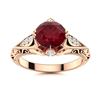 Image 1 : Natural 1.15 CTW Ruby & Diamond Engagement Ring 18K Rose Gold