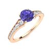 Image 2 : Natural 1.30 CTW Tanzanite & Diamond Engagement Ring 18K Rose Gold