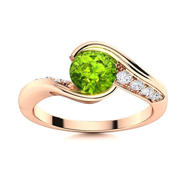 Natural 0.81 CTW Peridot & Diamond Engagement Ring 14K Rose Gold