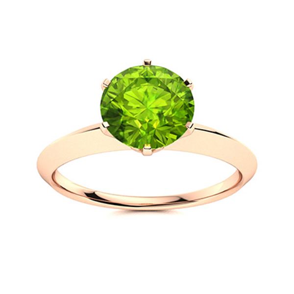 Natural 1.72 CTW Peridot Solitaire Ring 18K Rose Gold