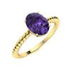 Image 2 : Natural 1.12 CTW Amethyst Solitaire Ring 18K Yellow Gold