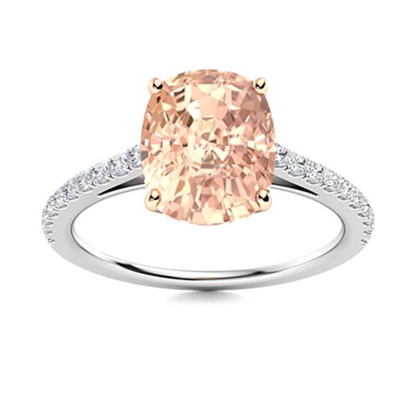 Natural 1.88 CTW Morganite & Diamond Engagement Ring 18K White Gold