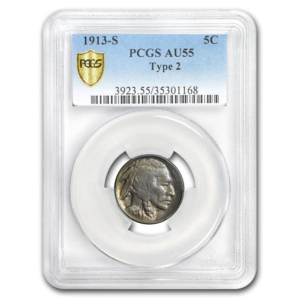 1913-S Buffalo Nickel Type-II AU-55 PCGS (Type- II)