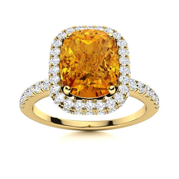Natural 2.58 CTW Citrine & Diamond Engagement Ring 14K Yellow Gold