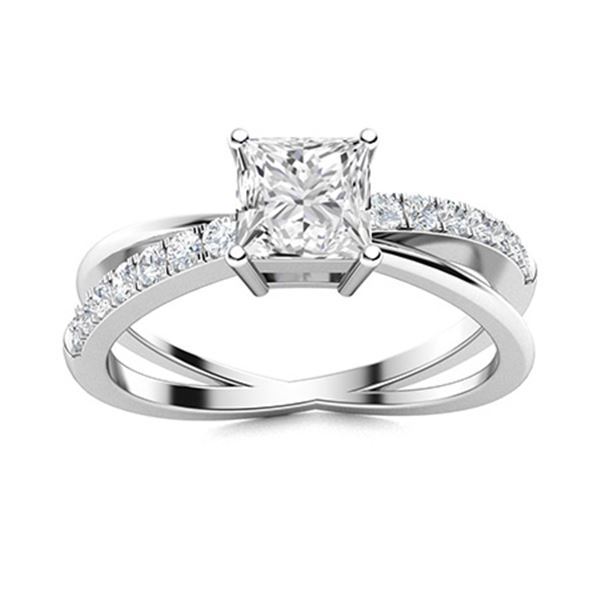 Natural 1.15 CTW Topaz & Diamond Engagement Ring 18K White Gold