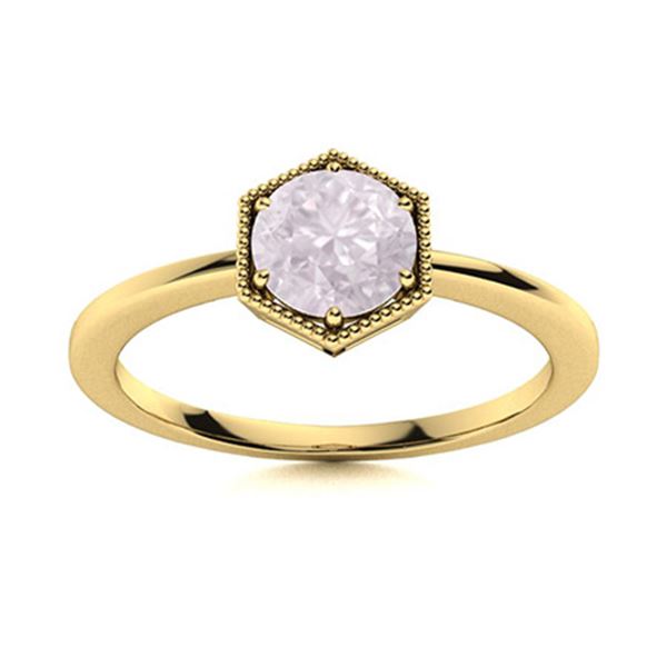 Natural 1.05 CTW Rose Quartz Solitaire Ring 14K Yellow Gold
