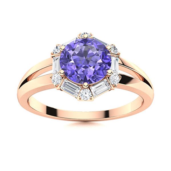 Natural 1.35 CTW Tanzanite & Diamond Engagement Ring 14K Rose Gold
