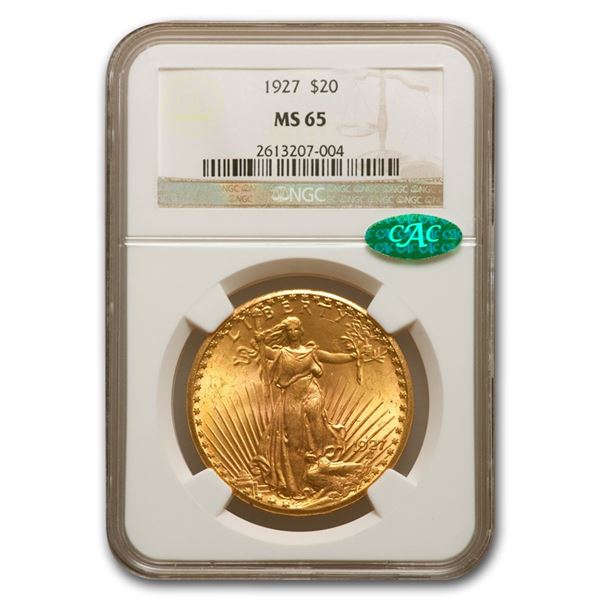 1927 $20 Saint-Gaudens Gold Double Eagle MS-65 NGC CAC
