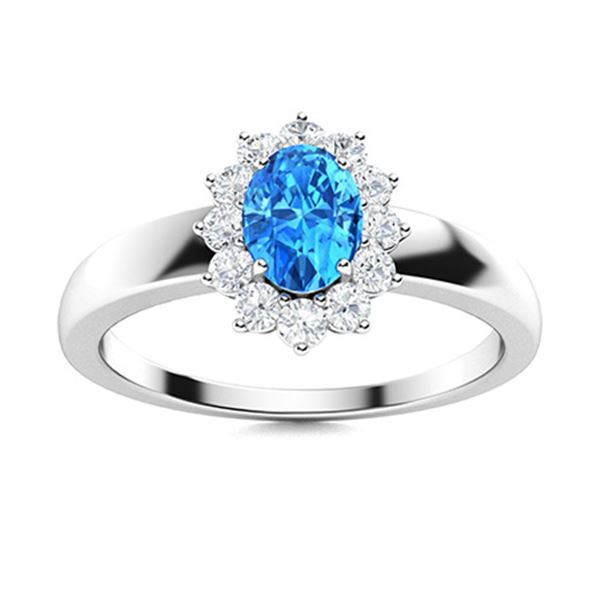Natural 0.81 CTW Topaz & Diamond  Engagement Ring 18K White Gold