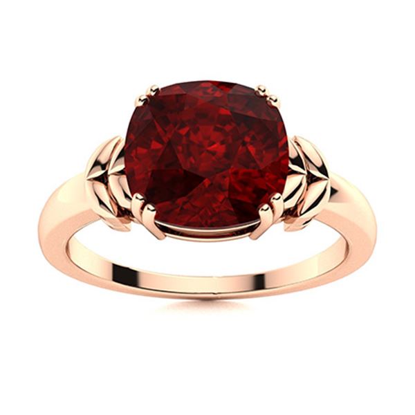Natural 4.03 CTW Garnet Solitaire Ring 14K Rose Gold