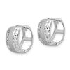 Image 2 : 14k White Gold D/C Textured Hoop Earrings