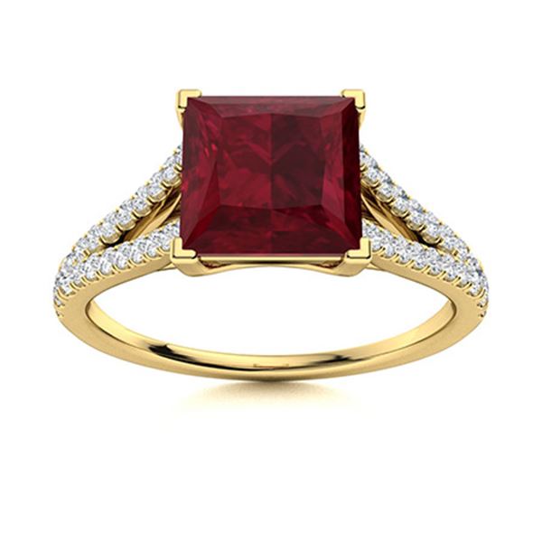 Natural 0.96 CTW Ruby & Diamond Engagement Ring 14K Yellow Gold
