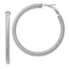 Image 1 : 14k White Gold Twisted Omega Back Hoop Earrings - 40 mm