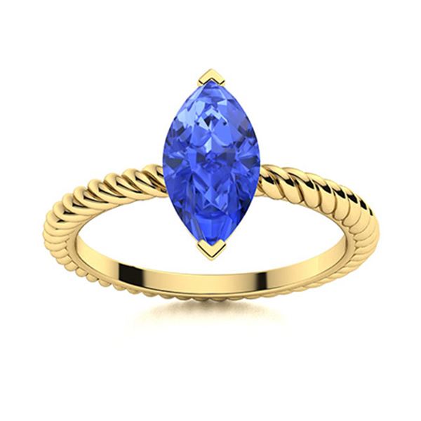 Natural 1.02 CTW Ceylon Sapphire Solitaire Ring 14K Yellow Gold