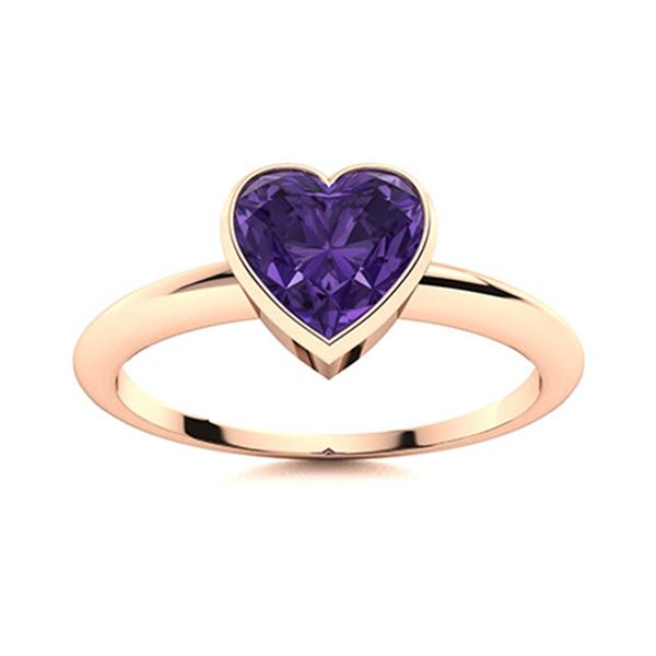 Natural 0.41 CTW Amethyst Solitaire Ring 14K Rose Gold