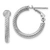 Image 1 : 10k White Gold Twisted Round Omega Back Hoop Earrings - 15 mm