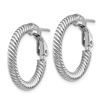 Image 2 : 10k White Gold Twisted Round Omega Back Hoop Earrings - 15 mm