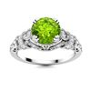 Image 1 : Natural 1.76 CTW Peridot & Diamond Engagement Ring 18K White Gold