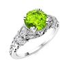 Image 2 : Natural 1.76 CTW Peridot & Diamond Engagement Ring 18K White Gold