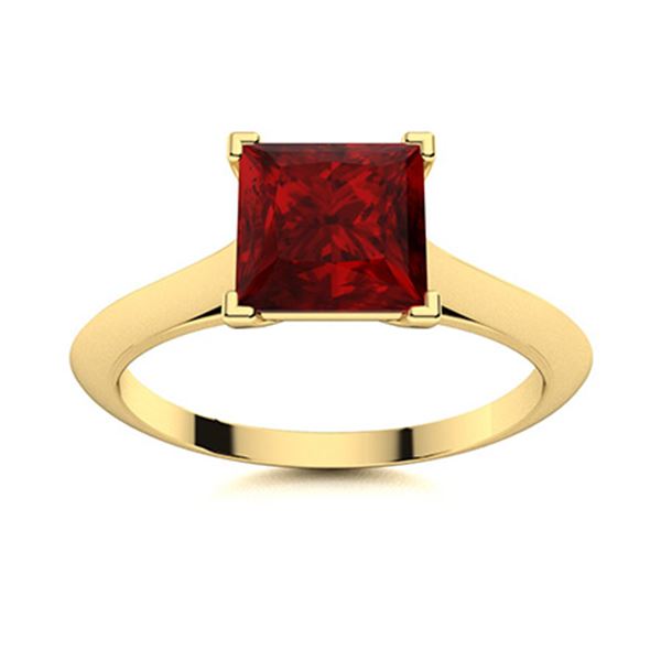 Natural 0.87 CTW Garnet Solitaire Ring 18K Yellow Gold