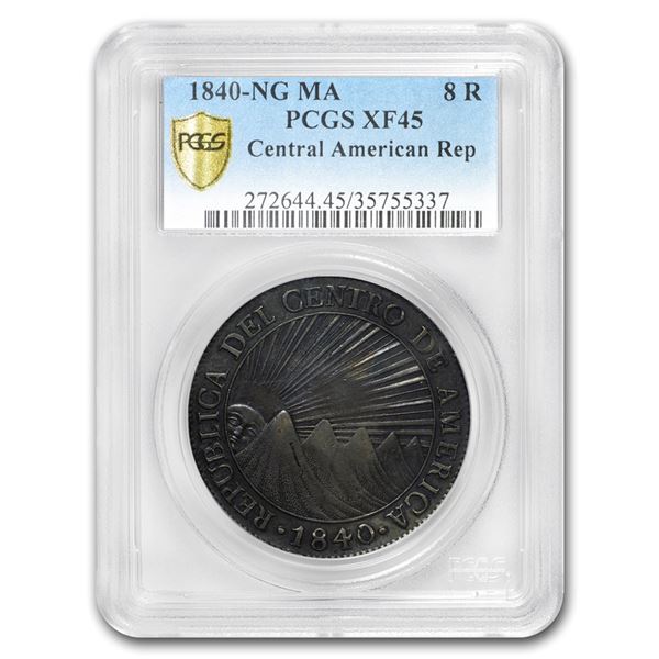1840-NG Central American Republic 8 Reales XF-45 PCGS