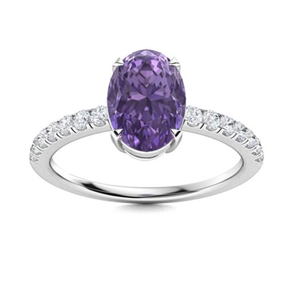 Natural 1.05 CTW Iolite & Diamond Engagement Ring 14K White Gold