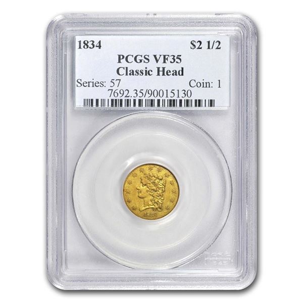 1834 $2.50 Gold Classic Head VF-35 PCGS