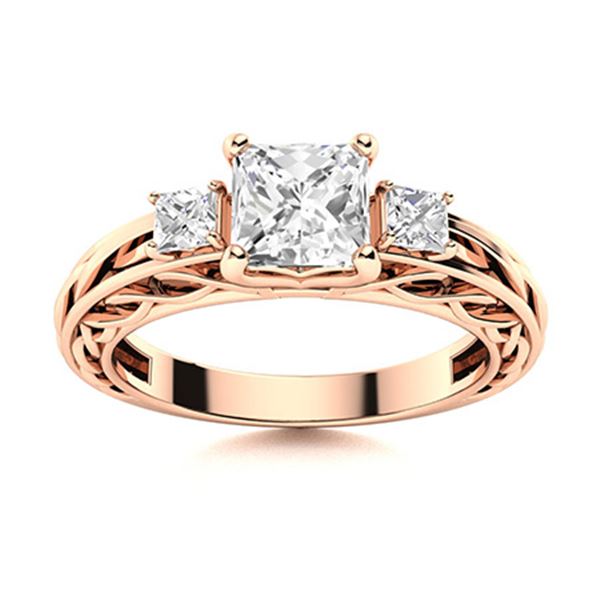 Natural 1.11 CTW Diamond Solitaire Ring 14K Rose Gold