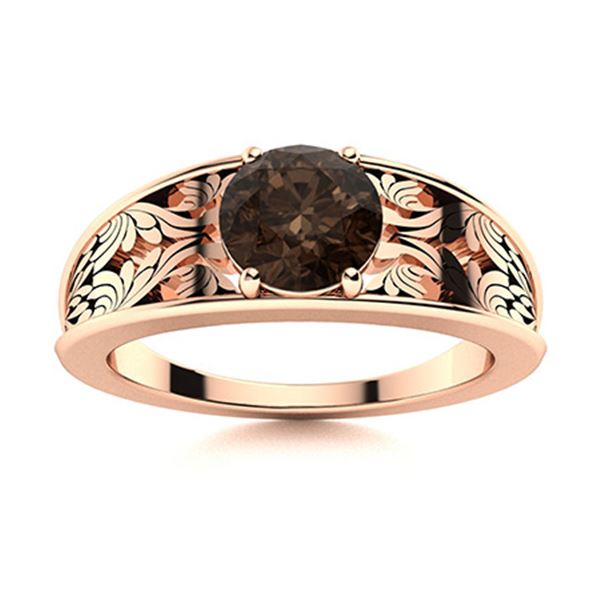 Natural 1.05 CTW Smoky Quartz Solitaire Ring 14K Rose Gold
