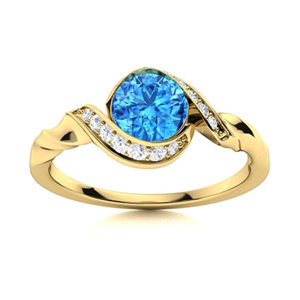 Natural 0.85 CTW Topaz & Diamond Engagement Ring 18K Yellow Gold