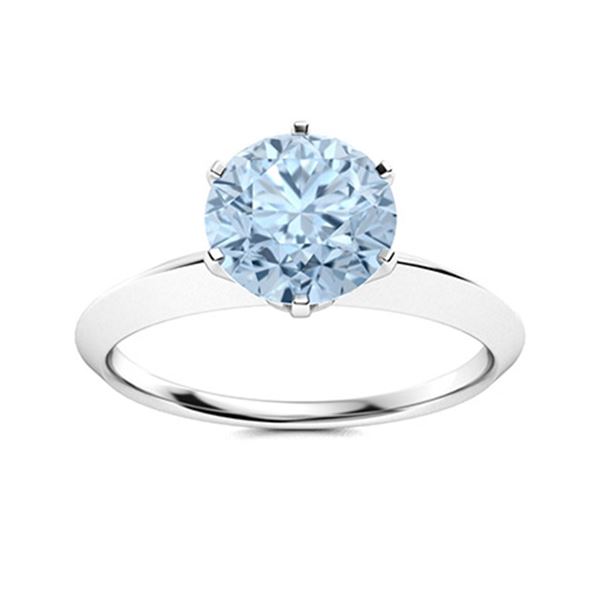 Natural 1.71 CTW Aquamarine Solitaire Ring 14K White Gold