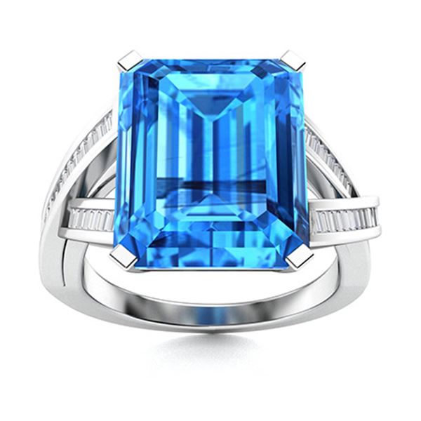 Natural 5.53 CTW Topaz & Diamond Engagement Ring 18K White Gold