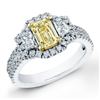 Image 1 : Natural 1.82 CTW Canary Yellow Emerald Cut Diamond Ring 18KT White Gold