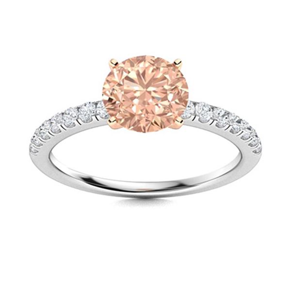 Natural 1.66 CTW Morganite & Diamond Engagement Ring 14K White Gold