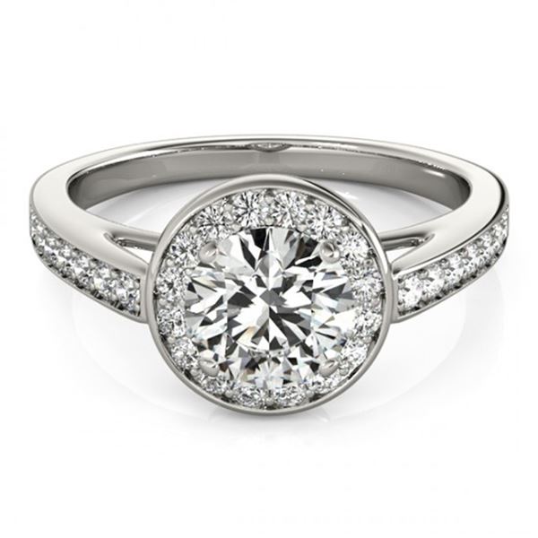 Natural 0.9 ctw Diamond Solitaire Halo Ring 14k White Gold