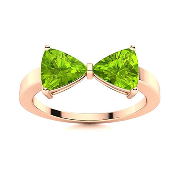 Natural 1.92 CTW Peridot Solitaire Ring 18K Rose Gold
