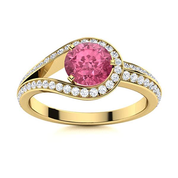 Natural 1.02 CTW Tourmaline & Diamond Engagement Ring 18K Yellow Gold