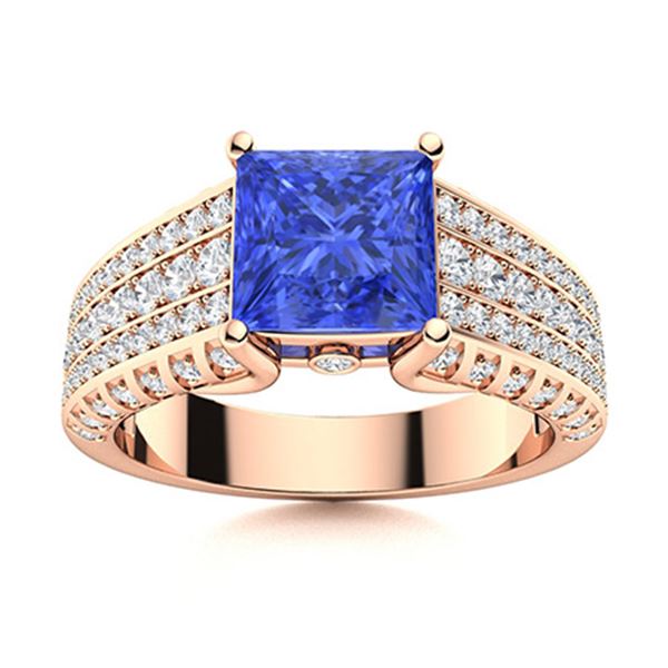 Natural 2.05 CTW Ceylon Sapphire & Diamond Engagement Ring 14K Rose Gold