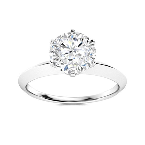 Natural 1.87 CTW Diamond Solitaire Ring 18K White Gold