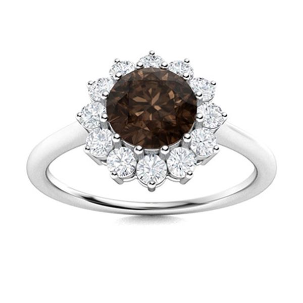 Natural 1.08 CTW Rose Quartz & Diamond Engagement Ring 18K White Gold