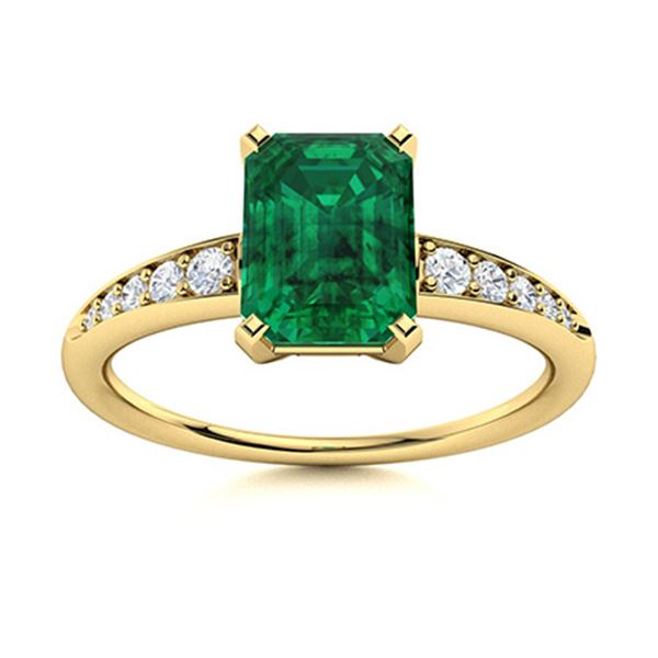 Natural 0.71 CTW Emerald & Diamond Engagement Ring 18K Yellow Gold
