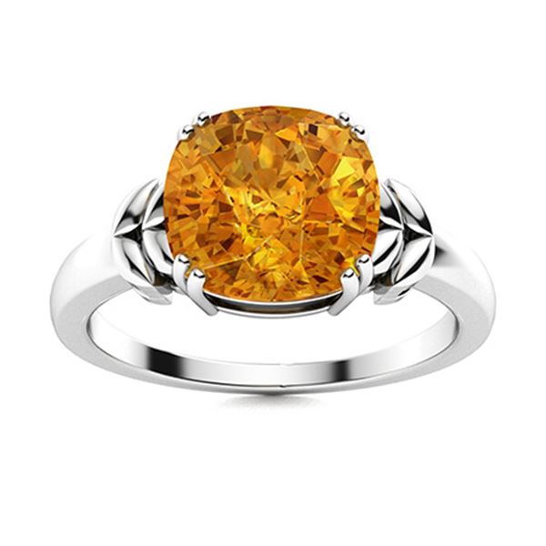 Natural 1.11 CTW Citrine Solitaire Ring 14K White Gold