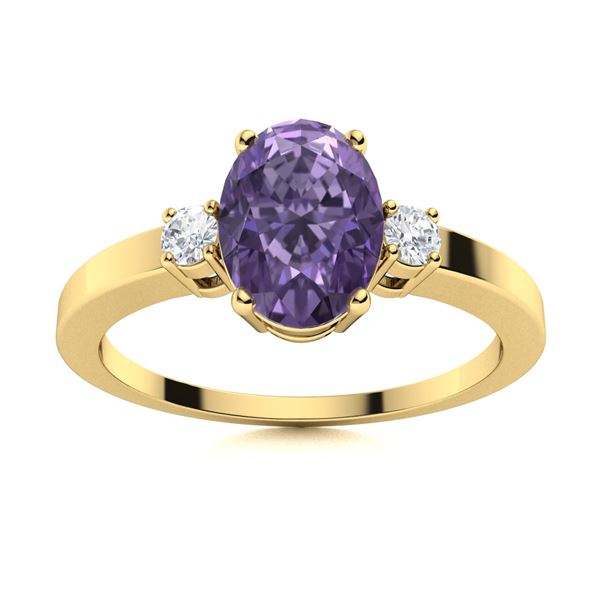 Natural 1.28 CTW Iolite & Diamond Engagement Ring 18K Yellow Gold