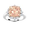 Image 1 : Natural 3.41 CTW Morganite & Diamond Engagement Ring 18K White Gold