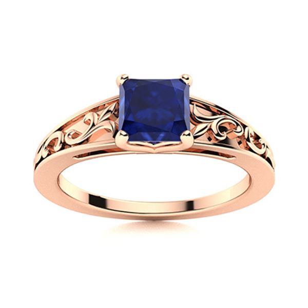 Natural 0.66 CTW Sapphire Solitaire Ring 14K Rose Gold