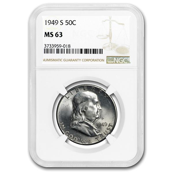 1949-S Franklin Half Dollar MS-63 NGC