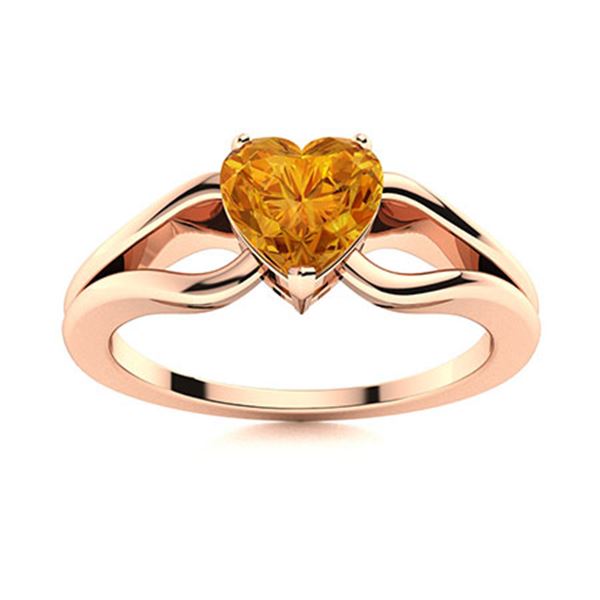 Natural 0.52 CTW Citrine Solitaire Ring 18K Rose Gold